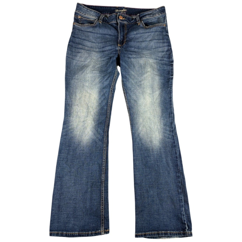 Wrangler Jeans Women 15x32 Blue Western Bootcut Midrise Stretch Faded Cowboy